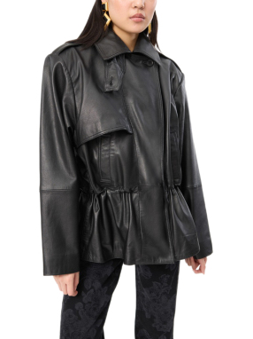 ΓΥΝΑΙΚΕΙΟ ΔΕΡΜΑΤΙΝΟ JACKET | Μαύρο 100 EU 34