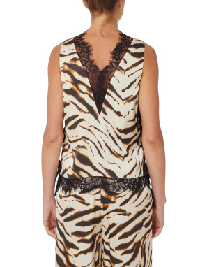 ΓΥΝΑΙΚΕΙΟ ΤΟΠ PRINTED STRETCH SATIN | Μπεζ EU 38