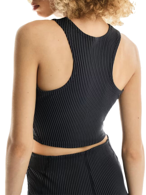 ΓΥΝΑΙΚΕΙΟ RIBBED CROP TOP | Γκρι Σκούρο M