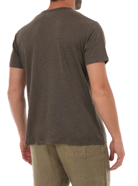 ΑΝΔΡΙΚΟ ΛΙΝΟ T-SHIRT | Καφέ Σκούρο XXXL