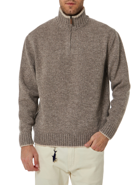 ΑΝΔΡΙΚΟ ΠΟΥΛΟΒΕΡ HALF - ZIP | Μπεζ L