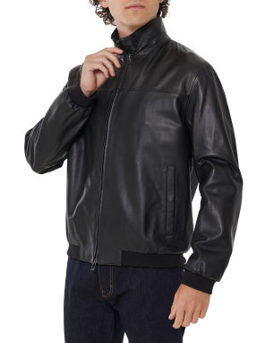 ΑΝΔΡΙΚΟ ΔΕΡΜΑΤΙΝΟ JACKET | Μαύρο IT 50
