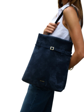 ΓΥΝΑΙΚΕΙΑ SUEDE ΤΣΑΝΤΑ ΩΜΟΥ TOTE DU JOUR | Μπλε Σκούρο