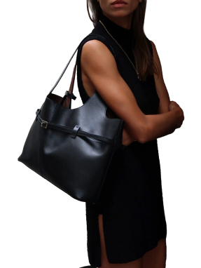 ΓΥΝΑΙΚΕΙΑ ΔΕΡΜΑΤΙΝΗ ΤΣΑΝΤΑ ΩΜΟΥ CAMBON CABAS | Μαύρο