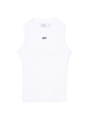 ΓΥΝΑΙΚΕΙΟ OFF STAMP RIB ROUND TANK TOP | Λευκό XS