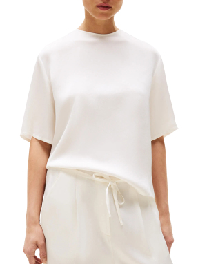 ΓΥΝΑΙΚΕΙΟ ΣΑΤΕΝ T-SHIRT | Εκρού EU 32