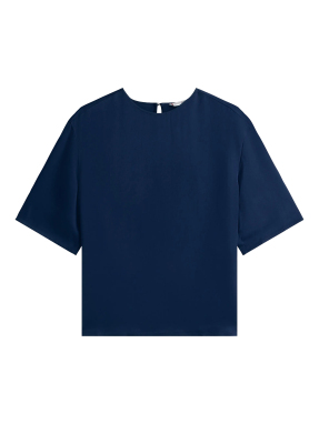 ΓΥΝΑΙΚΕΙΟ ΣΑΤΕΝ T-SHIRT | Μπλε Σκούρο EU 34