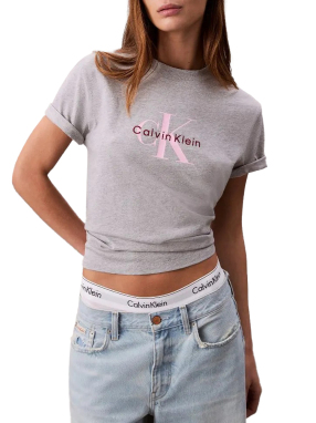 ΓΥΝΑΙΚΕΙΟ T-SHIRT ΜΕ ΛΟΓΟΤΥΠΟ | Γκρι XS