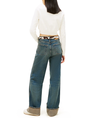 TJW CROP CHENILLE SCRIPT SWEATER | Λευκό S