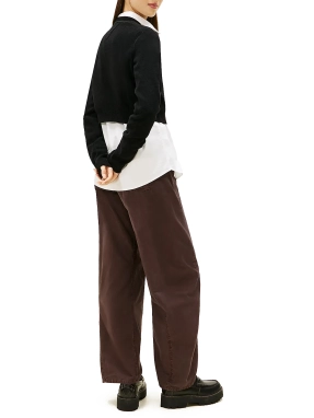 TJW CROP CHENILLE SCRIPT SWEATER | Μαύρο S