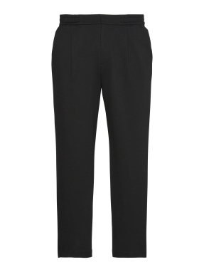 SLIM TAPERED KNIT PLEATED PANT | Μαύρο L