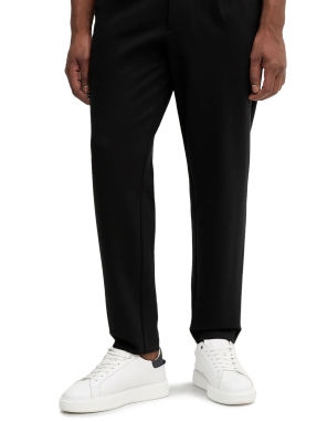 SLIM TAPERED KNIT PLEATED PANT | Μαύρο L