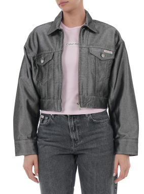 ΓΥΝΑΙΚΕΙΟ DENIM BOMBER JACKET | Γκρι Σκούρο S