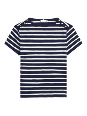 ΓΥΝΑΙΚΕΙΟ T-SHIRT ΜΕ ΚΟΥΜΠΙΑ | Ριγέ  S