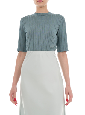 ΓΥΝΑΙΚΕΙΟ RIBBED T-SHIRT | Πετρόλ XS