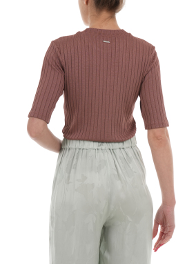 ΓΥΝΑΙΚΕΙΟ RIBBED T-SHIRT | Καφέ XS