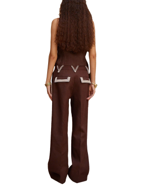 ΓΥΝΑΙΚΕΙΟ ΠΑΝΤΕΛΟΝΙ LEANDRA | Καφέ Σκούρο UK 8