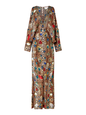 ΜΑΞΙ ΦΟΡΕΜΑ PLUNGE NECK DRAPED SHOULDER | Πολύχρωμο S