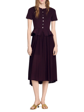 ΜΑΞΙ ΠΛΕΚΤΟ ΦΟΡΕΜΑ PEPLUM | Μπορντό FR 40