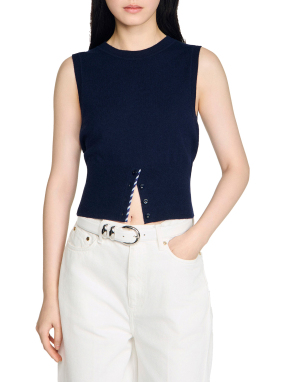 ΓΥΝΑΙΚΕΙΟ ΑΜΑΝΙΚΟ CROP ΤΟΠ | Μπλε Σκούρο M