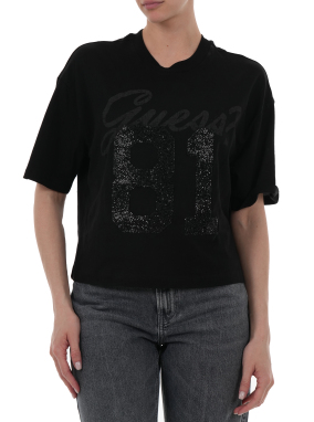 ΓΥΝΑΙΚΕΙΟ RHINESTONE T-SHIRT | Μαύρο XL