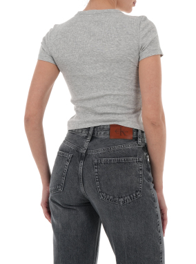 ΓΥΝΑΙΚΕΙΟ T-SHIRT ΜΕ ΣΤΡΑΣ ΛΟΓΟΤΥΠΟ | Γκρι S