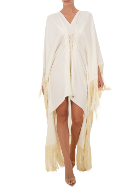ΜΙΝΙ ΦΟΡΕΜΑ FRINGED SIERRA KAFTAN | Εκρού ONE SIZE