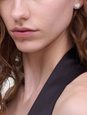 ΓΥΝΑΙΚΕΙΑ ΣΚΟΥΛΑΡΙΚΙΑ HEART PAVE STUD | Ασημί ONE SIZE