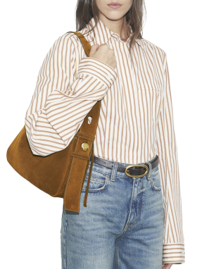 ΓΥΝΑΙΚΕΙΑ ΔΕΡΜΑΤΙΝΗ ΤΣΑΝΤΑ ΩΜΟΥ ROMY SUEDE | Camel