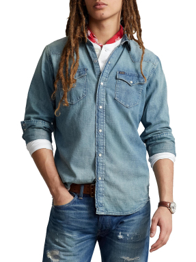 ΑΝΔΡΙΚΗ DENIM ΠΟΥΚΑΜΙΣΟ | Μπλε L