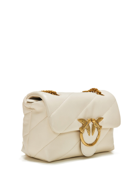 ΓΥΝΑΙΚΕΙΑ ΔΕΡΜΑΤΙΝΗ ΣΤΡΑΥΡΩΤΗ ΤΣΑΝΤΑ LOVE MINI PUFF | Λευκό