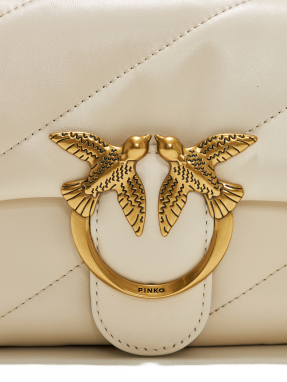 ΓΥΝΑΙΚΕΙΑ ΔΕΡΜΑΤΙΝΗ ΣΤΡΑΥΡΩΤΗ ΤΣΑΝΤΑ LOVE MINI PUFF | Λευκό