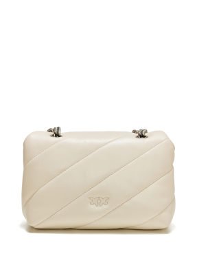 ΓΥΝΑΙΚΕΙΑ ΔΕΡΜΑΤΙΝΗ ΣΤΡΑΥΡΩΤΗ ΤΣΑΝΤΑ LOVE MINI PUFF | Λευκό