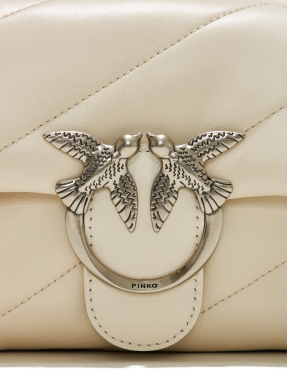 ΓΥΝΑΙΚΕΙΑ ΔΕΡΜΑΤΙΝΗ ΣΤΡΑΥΡΩΤΗ ΤΣΑΝΤΑ LOVE MINI PUFF | Λευκό