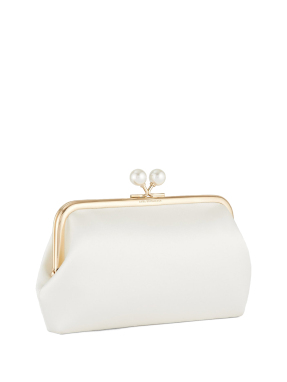 ΓΥΝΑΙΚΕΙΟ CLUTCH MAUD ME ΠΕΡΛΕΣ | Εκρού