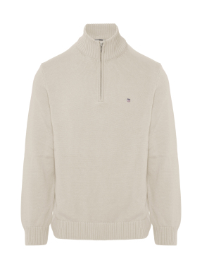 ΑΝΔΡΙΚΟ ΠΛΕΚΤΟ ΠΟΥΛΟΒΕΡ HALF-ZIP | Εκρού G0215 XL
