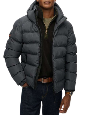 ΑΝΔΡΙΚΟ PUFFER ΜΠΟΥΦΑΝ HOODED SPORTS | Γκρι Σκούρο ΧL