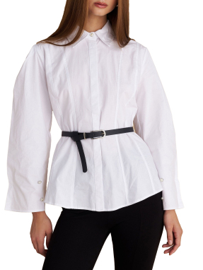 ΓΥΝΑΙΚΕΙΟ ΠΟΥΚΑΜΙΣΟ ΜΕ ΖΩΝΗ | Λευκό L