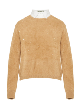 ΓΥΝΑΙΚΕΙΟ ΠΛΕΚΤΟ ΠΟΥΛΟΒΕΡ | Καφέ Ανοιχτό L