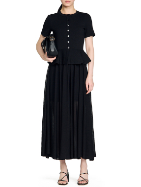 ΜΑΞΙ ΠΛΕΚΤΟ ΦΟΡΕΜΑ PEPLUM | Μαύρο FR 42