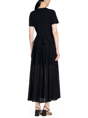 ΜΑΞΙ ΠΛΕΚΤΟ ΦΟΡΕΜΑ PEPLUM | Μαύρο FR 42