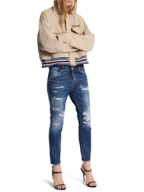 ΓΥΝΑΙΚΕΙΟ DENIM ΠΑΝΤΕΛΟΝΙ TEDDY RIPPED WASH | Μπλε Σκούρο IT 44