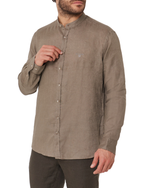 ΑΝΔΡΙΚΟ ΛΙΝΟ ΠΟΥΚΑΜΙΣΟ | Μπεζ Σκούρο XXL