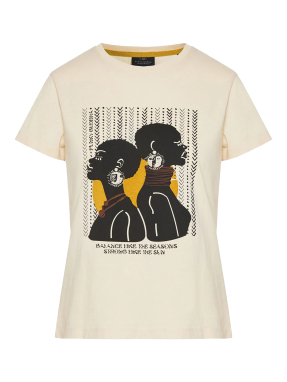 ΓΥΝΑΙΚΕΙΟ T-SHIRT ΜΕ ΤΥΠΩΜΑ | Εκρού M