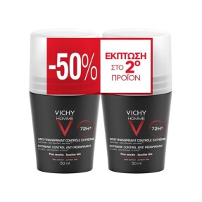VICHY HOMME ΑΠΟΣΜΗΤΙΚΑ ΚΑΤΑ ΤΗΣ ΕΦΙΔΡΩΣΗΣ 72H | 2x50ml