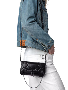 ΓΥΝΑΙΚΕΙΟ ΔΕΡΜΑΤΙΝΟ CLUTCH ROCK NANO QUILTED XL | Μαύρο