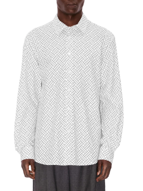 ΑΝΔΡΙΚΟ ΠΟΥΚΑΜΙΣΟ ΜΑΚΡΥΜΑΝΙΚΟ KENZO WEAVE | Λευκό FR 40