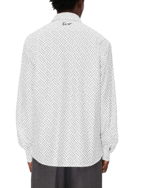 ΑΝΔΡΙΚΟ ΠΟΥΚΑΜΙΣΟ ΜΑΚΡΥΜΑΝΙΚΟ KENZO WEAVE | Λευκό FR 40