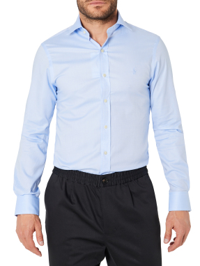 ΑΝΔΡΙΚΟ ΠΟΥΚΑΜΙΣΟ ΜΕ ΛΟΓΟΤΥΠΟ | Γαλάζιο UK 18