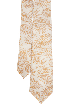 ΑΝΔΡΙΚΗ ΜΕΤΑΞΩΤΗ ΓΡΑΒΑΤΑ ΜΕ ΜΟΤΙΒΟ | Εκρού ONE SIZE